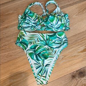 Shade & Shore Green Leaf Kids Bikini